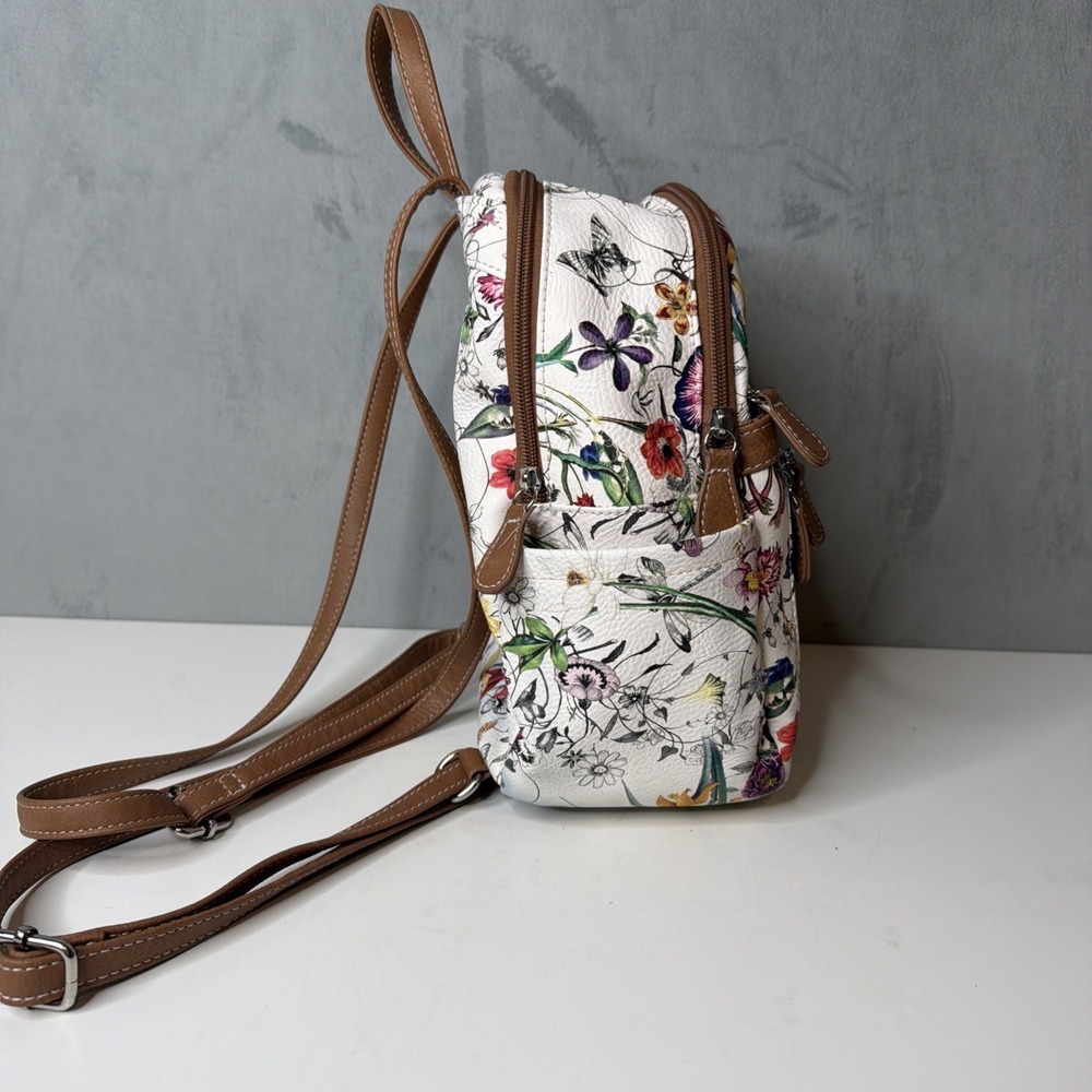MultiSac Floral Mini Backpack White Butterfly Print Convertible Purse NWOT - Picture 4 of 11